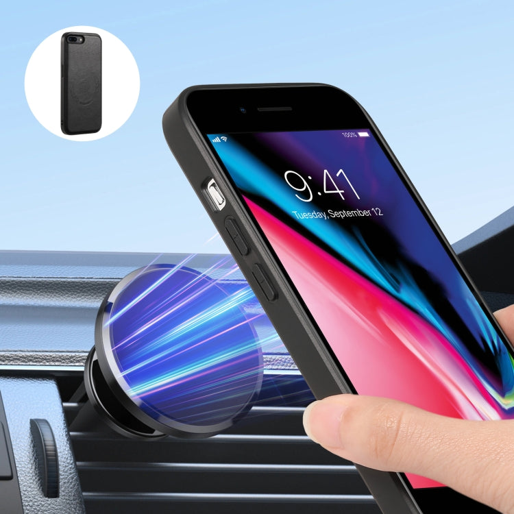 For iPhone 8 Plus/7 Plus Denior Cowhide Texture Leather MagSafe Detachable Wallet Phone Case(Black) by Denior