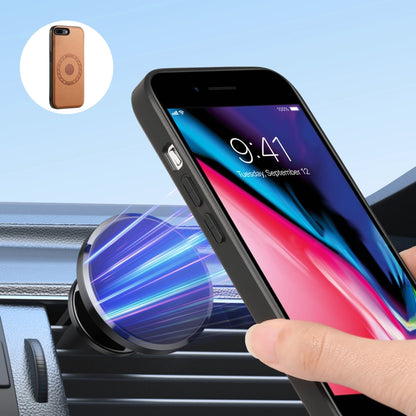 For iPhone 8 Plus/7 Plus Denior Cowhide Texture Leather MagSafe Detachable Wallet Phone Case(Khaki) by Denior