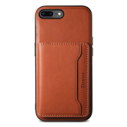 For iPhone 8 Plus/7 Plus Denior Cowhide Texture Leather MagSafe Detachable Wallet Phone Case(Brown) by Denior