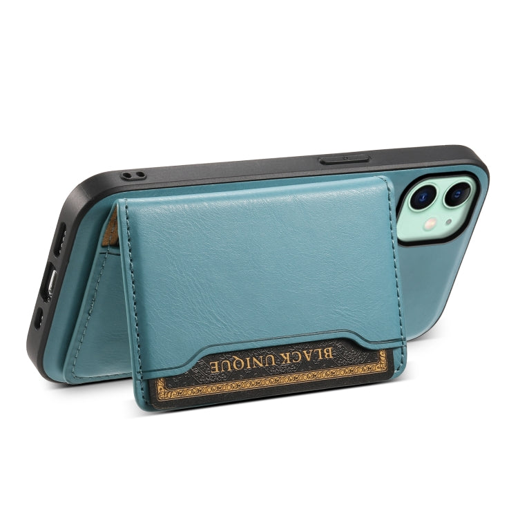 For iPhone 11 Denior Cowhide Texture Leather MagSafe Detachable Wallet Phone Case(Blue) by Denior
