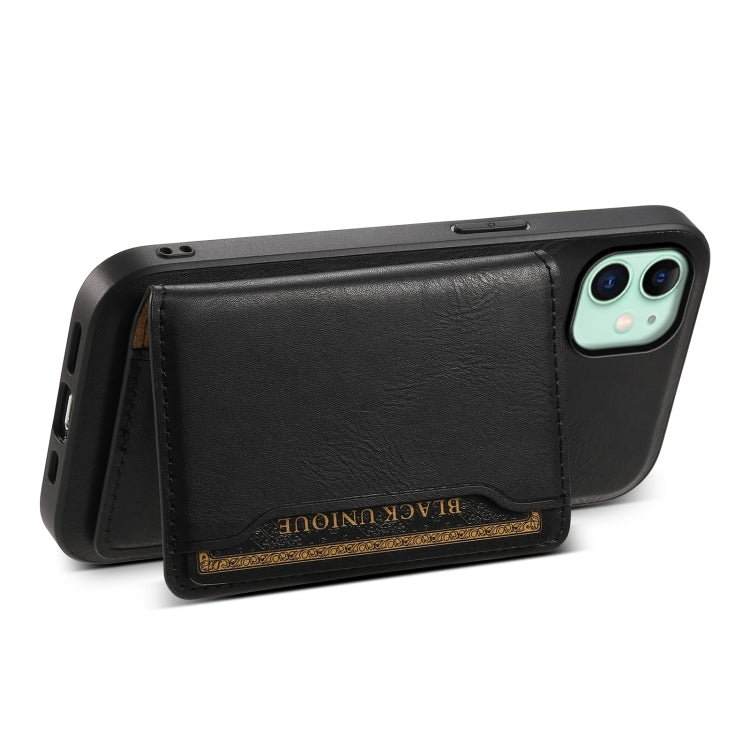 For iPhone 11 Denior Cowhide Texture Leather MagSafe Detachable Wallet Phone Case(Black) by Denior