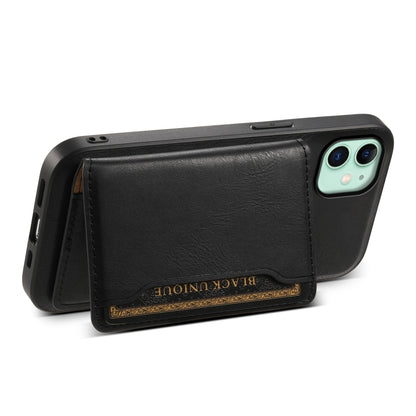 For iPhone 11 Denior Cowhide Texture Leather MagSafe Detachable Wallet Phone Case(Black) by Denior