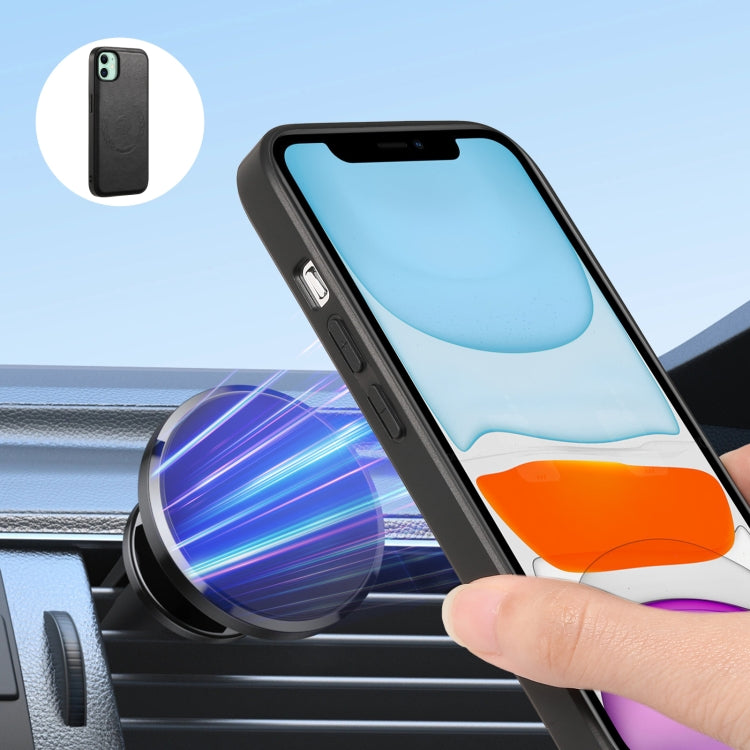 For iPhone 11 Denior Cowhide Texture Leather MagSafe Detachable Wallet Phone Case(Black) by Denior