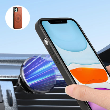 For iPhone 11 Denior Cowhide Texture Leather MagSafe Detachable Wallet Phone Case(Brown) by Denior