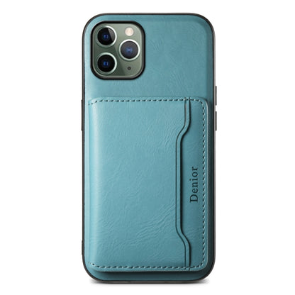 For iPhone 11 Pro Denior Cowhide Texture Leather MagSafe Detachable Wallet Phone Case(Blue) by Denior