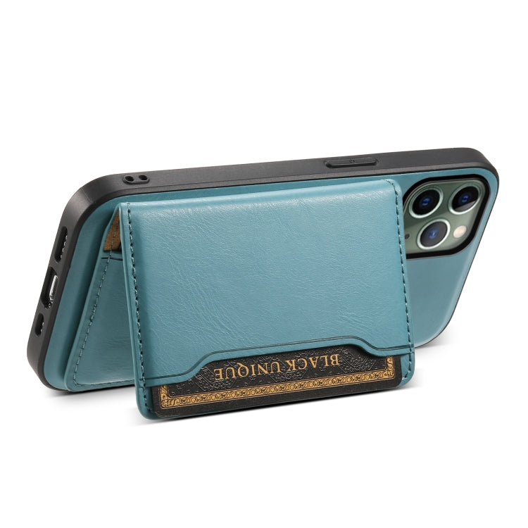 For iPhone 11 Pro Denior Cowhide Texture Leather MagSafe Detachable Wallet Phone Case(Blue) by Denior