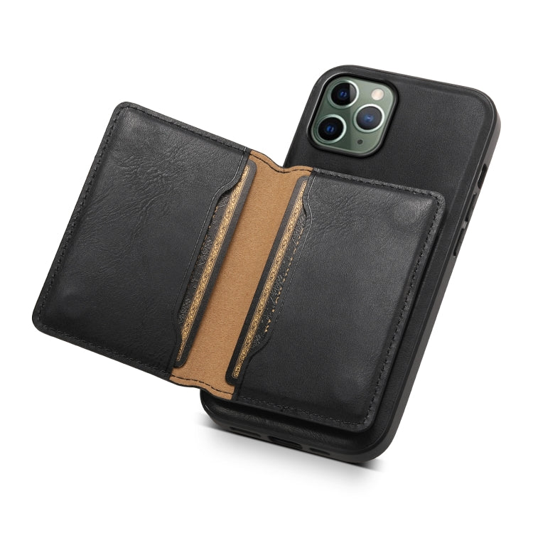For iPhone 11 Pro Denior Cowhide Texture Leather MagSafe Detachable Wallet Phone Case(Black) by Denior