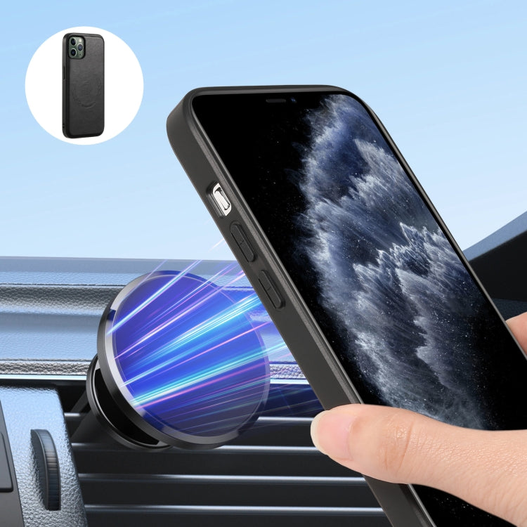 For iPhone 11 Pro Denior Cowhide Texture Leather MagSafe Detachable Wallet Phone Case(Black) by Denior