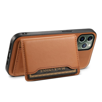 For iPhone 11 Pro Denior Cowhide Texture Leather MagSafe Detachable Wallet Phone Case(Khaki) by Denior