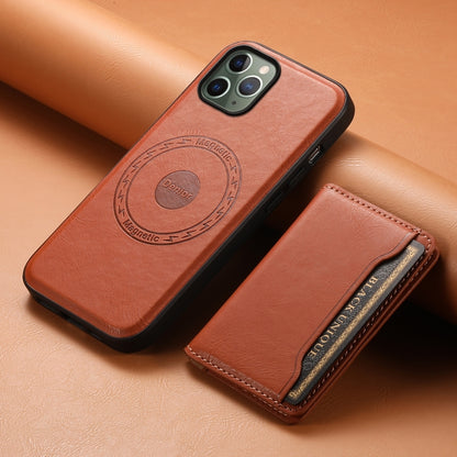For iPhone 11 Pro Denior Cowhide Texture Leather MagSafe Detachable Wallet Phone Case(Brown) by Denior