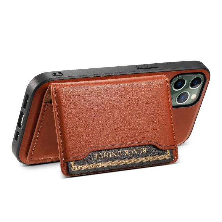 For iPhone 11 Pro Denior Cowhide Texture Leather MagSafe Detachable Wallet Phone Case(Brown) by Denior