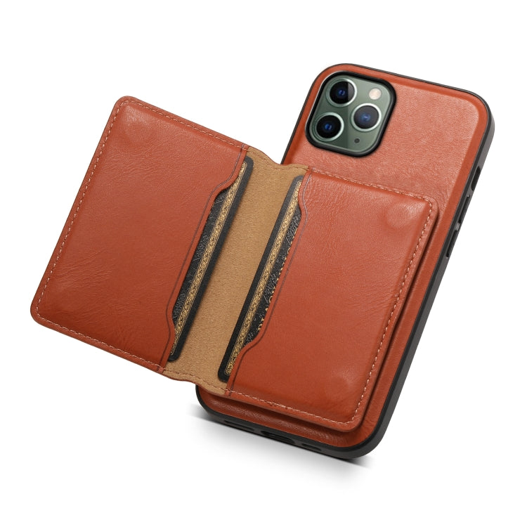 For iPhone 11 Pro Denior Cowhide Texture Leather MagSafe Detachable Wallet Phone Case(Brown) by Denior