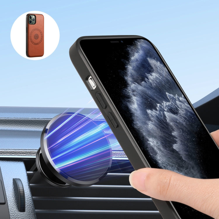 For iPhone 11 Pro Denior Cowhide Texture Leather MagSafe Detachable Wallet Phone Case(Brown) by Denior