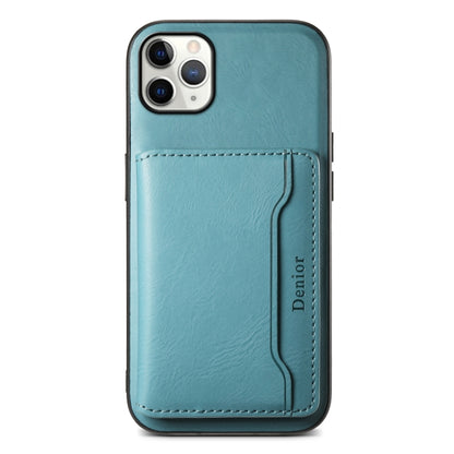 For iPhone 11 Pro Max Denior Cowhide Texture Leather MagSafe Detachable Wallet Phone Case(Blue) by Denior