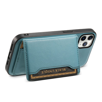 For iPhone 11 Pro Max Denior Cowhide Texture Leather MagSafe Detachable Wallet Phone Case(Blue) by Denior