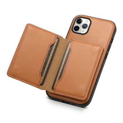 For iPhone 11 Pro Max Denior Cowhide Texture Leather MagSafe Detachable Wallet Phone Case(Khaki) by Denior
