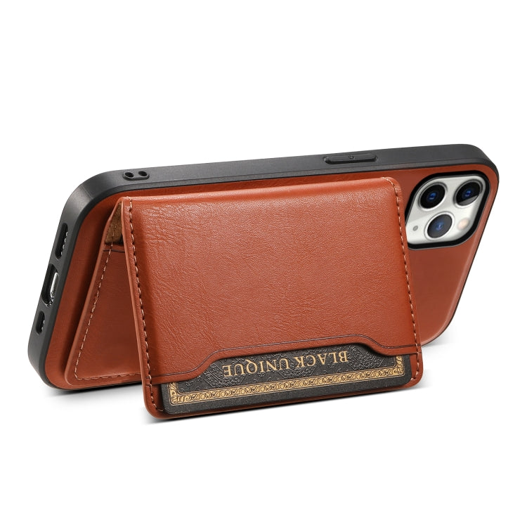 For iPhone 11 Pro Max Denior Cowhide Texture Leather MagSafe Detachable Wallet Phone Case(Brown) by Denior