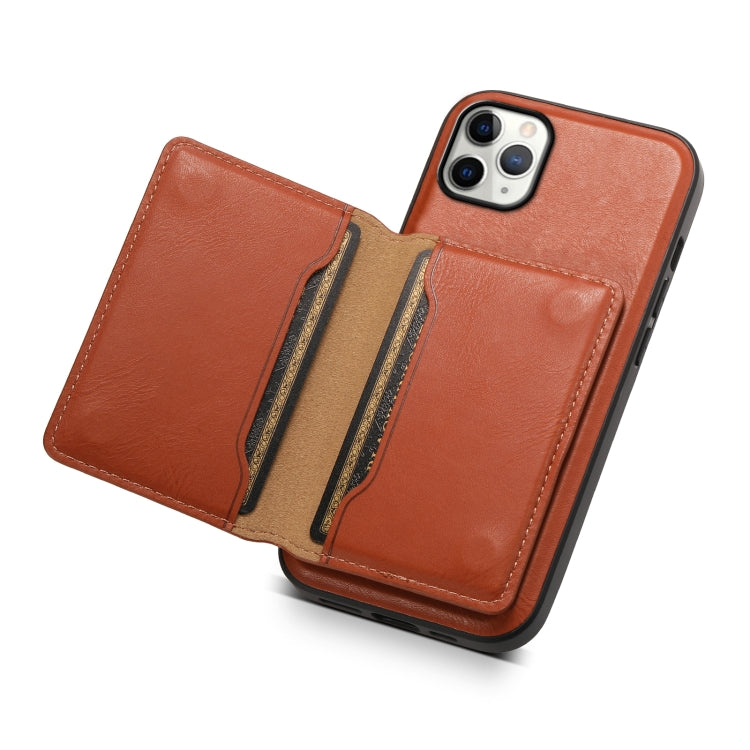For iPhone 11 Pro Max Denior Cowhide Texture Leather MagSafe Detachable Wallet Phone Case(Brown) by Denior