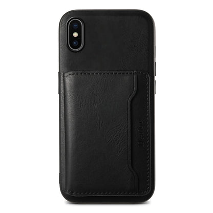 For iPhone X / XS Denior Cowhide Texture Leather MagSafe Detachable Wallet Phone Case(Black) by Denior