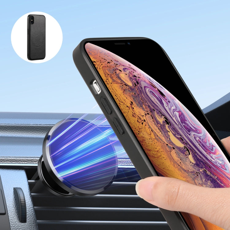 For iPhone X / XS Denior Cowhide Texture Leather MagSafe Detachable Wallet Phone Case(Black) by Denior