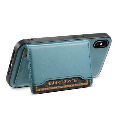 For iPhone XS Max Denior Cowhide Texture Leather MagSafe Detachable Wallet Phone Case(Blue) by Denior