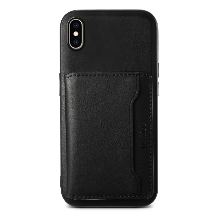For iPhone XS Max Denior Cowhide Texture Leather MagSafe Detachable Wallet Phone Case(Black) by Denior