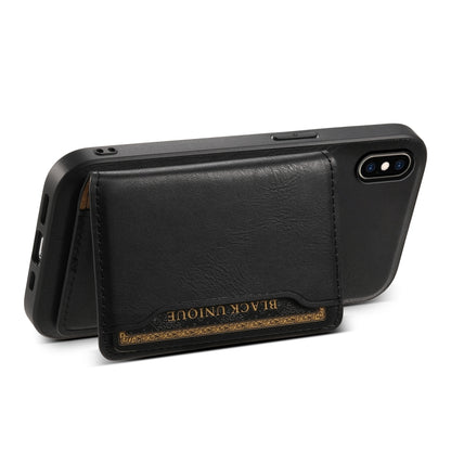 For iPhone XS Max Denior Cowhide Texture Leather MagSafe Detachable Wallet Phone Case(Black) by Denior