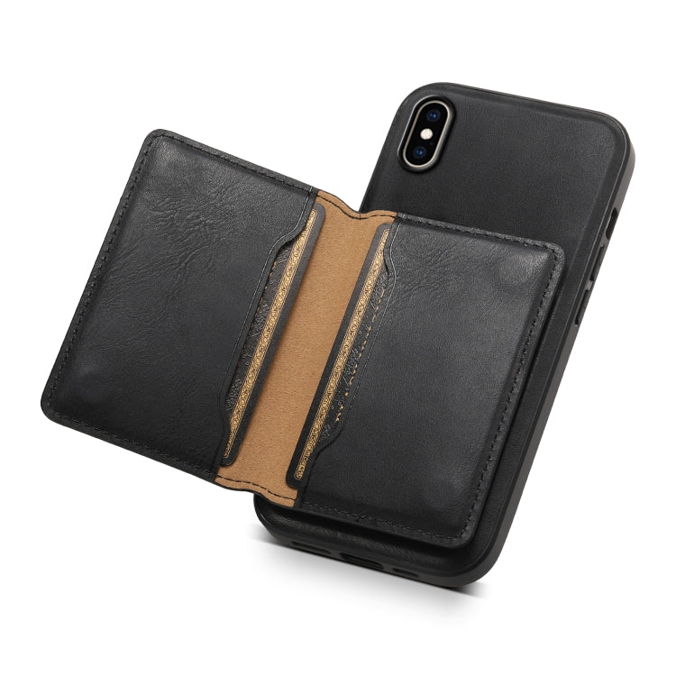 For iPhone XS Max Denior Cowhide Texture Leather MagSafe Detachable Wallet Phone Case(Black) by Denior