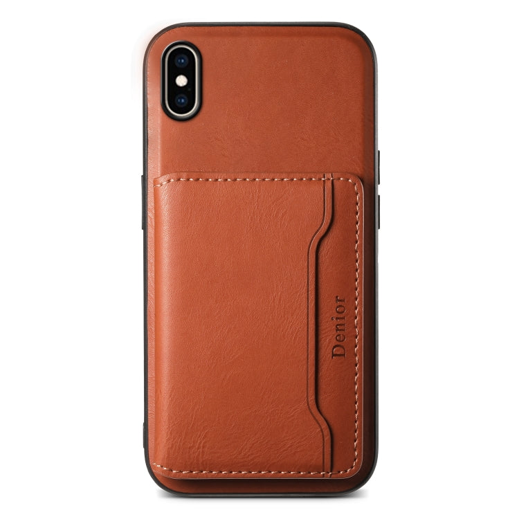 For iPhone XS Max Denior Cowhide Texture Leather MagSafe Detachable Wallet Phone Case(Brown) by Denior