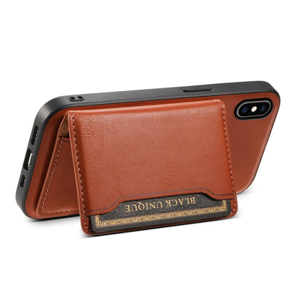 For iPhone XS Max Denior Cowhide Texture Leather MagSafe Detachable Wallet Phone Case(Brown) by Denior