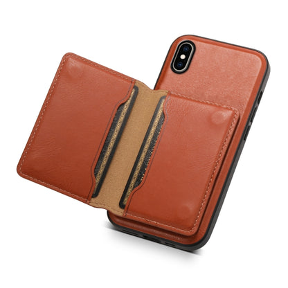 For iPhone XS Max Denior Cowhide Texture Leather MagSafe Detachable Wallet Phone Case(Brown) by Denior