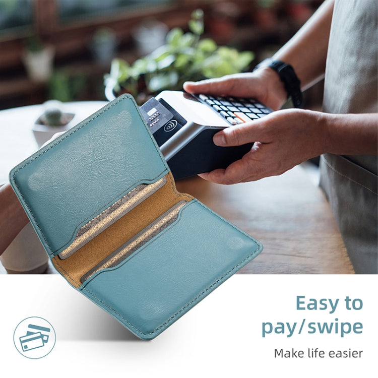 For iPhone 16 Plus Denior Cowhide Texture Leather MagSafe Detachable Wallet Phone Case(Blue) by Denior