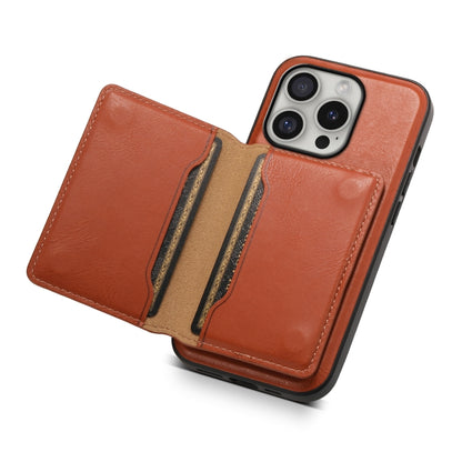 For iPhone 16 Pro Denior Cowhide Texture Leather MagSafe Detachable Wallet Phone Case(Brown) by Denior
