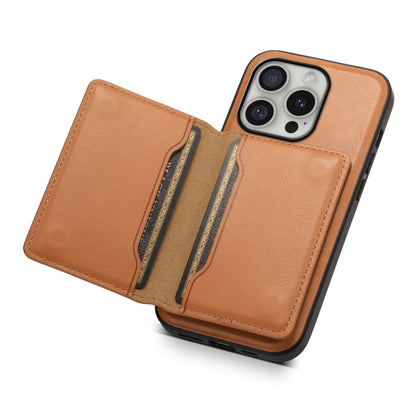 For iPhone 16 Pro Max Denior Cowhide Texture Leather MagSafe Detachable Wallet Phone Case(Khaki) by Denior