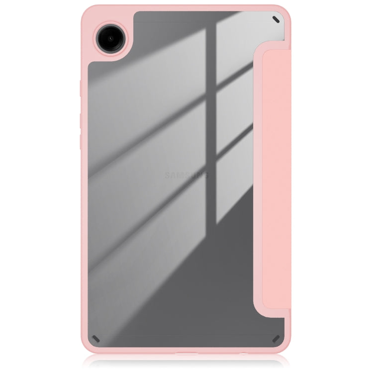 For Samsung Galaxy Tab A11 / A9 Acrylic 3-folding Solid Color Smart Leather Tablet Case(Pink) by bashfashion