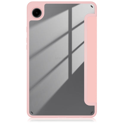 For Samsung Galaxy Tab A11 / A9 Acrylic 3-folding Solid Color Smart Leather Tablet Case(Pink) by bashfashion