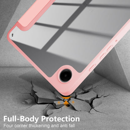 For Samsung Galaxy Tab A11 / A9 Acrylic 3-folding Solid Color Smart Leather Tablet Case(Pink) by bashfashion