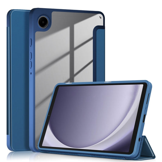 For Samsung Galaxy Tab A11 / A9 Acrylic 3-folding Solid Color Smart Leather Tablet Case(Blue) by bashfashion