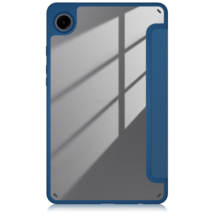 For Samsung Galaxy Tab A11 / A9 Acrylic 3-folding Solid Color Smart Leather Tablet Case(Blue) by bashfashion