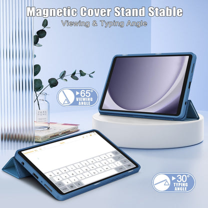 For Samsung Galaxy Tab A11 / A9 Acrylic 3-folding Solid Color Smart Leather Tablet Case(Blue) by bashfashion