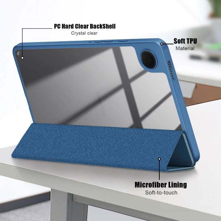 For Samsung Galaxy Tab A11 / A9 Acrylic 3-folding Solid Color Smart Leather Tablet Case(Blue) by bashfashion