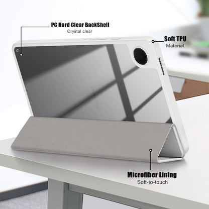 For Samsung Galaxy Tab A11 / A9 Acrylic 3-folding Solid Color Smart Leather Tablet Case(White) by bashfashion