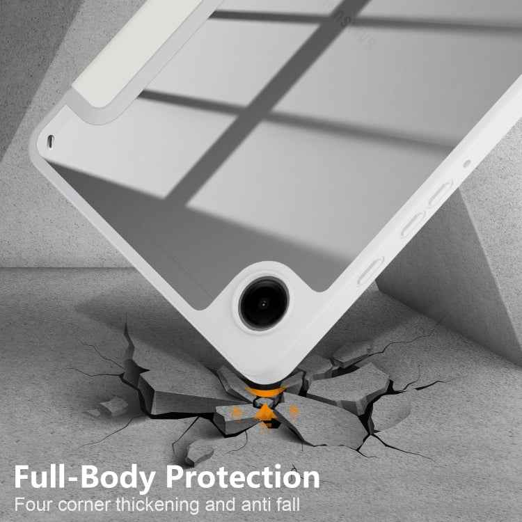 For Samsung Galaxy Tab A11 / A9 Acrylic 3-folding Solid Color Smart Leather Tablet Case(White) by bashfashion