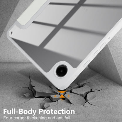 For Samsung Galaxy Tab A11 / A9 Acrylic 3-folding Solid Color Smart Leather Tablet Case(White) by bashfashion