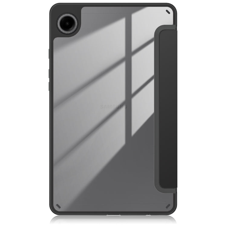 For Samsung Galaxy Tab A11 / A9 Acrylic 3-folding Solid Color Smart Leather Tablet Case(Black) by bashfashion