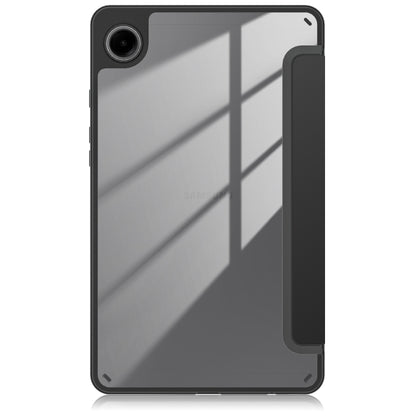 For Samsung Galaxy Tab A11 / A9 Acrylic 3-folding Solid Color Smart Leather Tablet Case(Black) by bashfashion