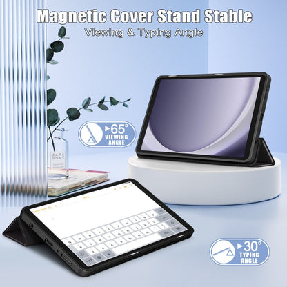 For Samsung Galaxy Tab A11 / A9 Acrylic 3-folding Solid Color Smart Leather Tablet Case(Black) by bashfashion