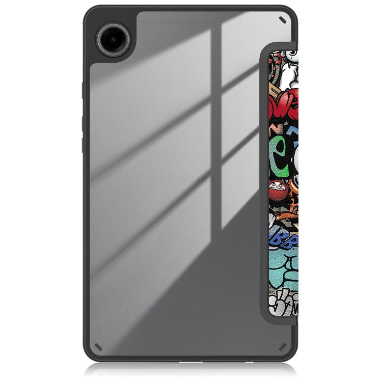 For Samsung Galaxy Tab A11 / A9 Acrylic 3-folding Painted Leather Tablet Case(Graffiti) by bashfashion