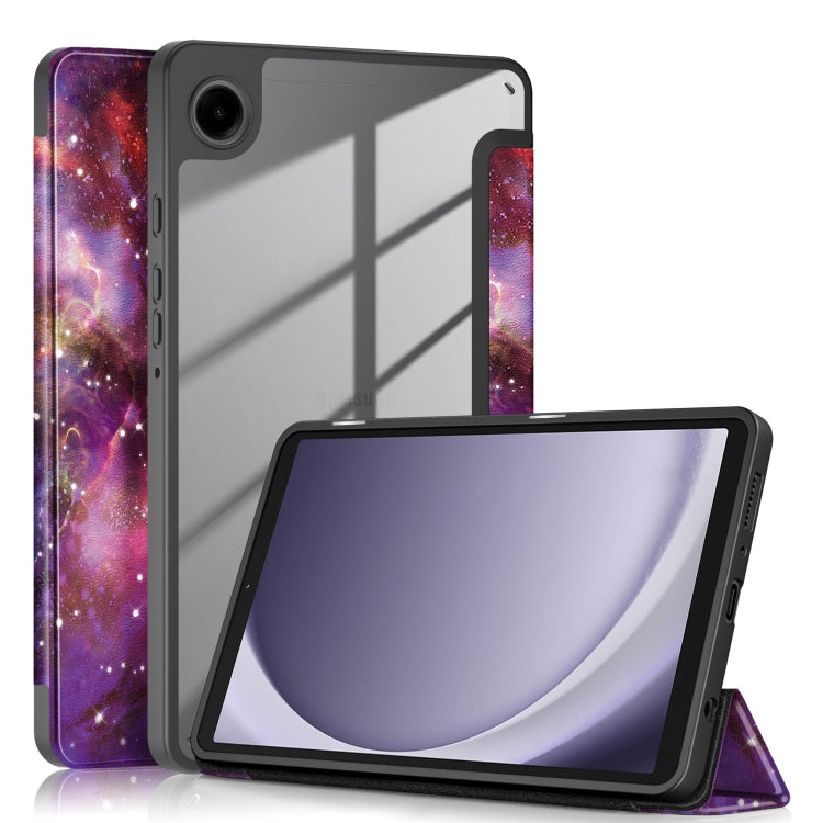 For Samsung Galaxy Tab A11 / A9 Acrylic 3-folding Painted Leather Tablet Case(Milky Way) by bashfashion