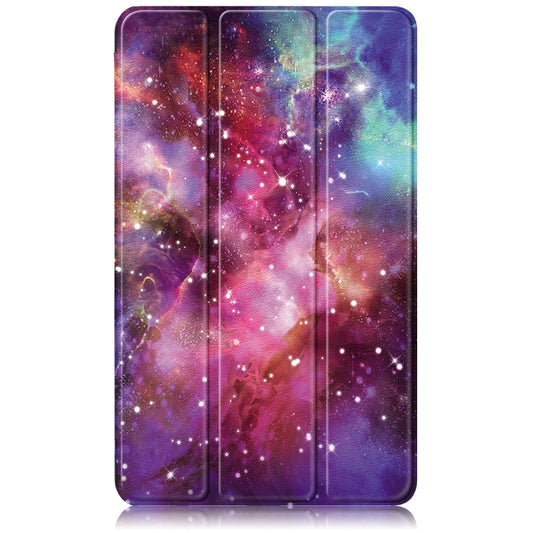 For Samsung Galaxy Tab A11 / A9 Acrylic 3-folding Painted Leather Tablet Case(Milky Way) by bashfashion